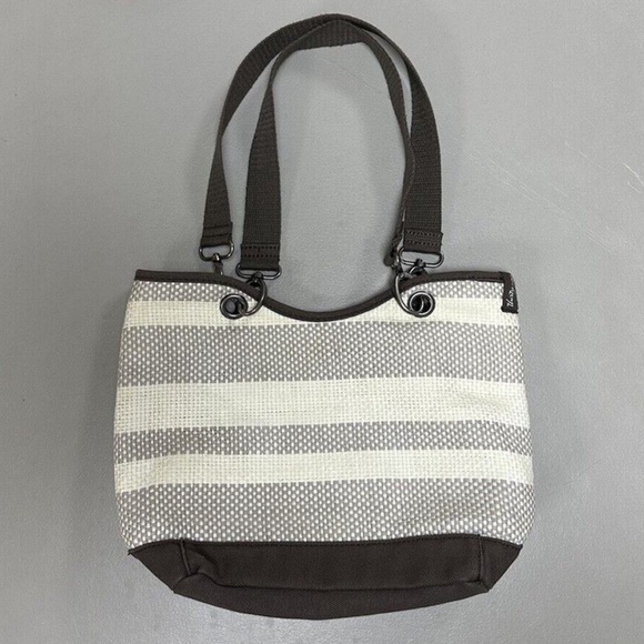 🆕 Thirty-One Canvas Crew Mini Taupe Straw
Stripe Tote Bag Purse - Picture 1 of 5